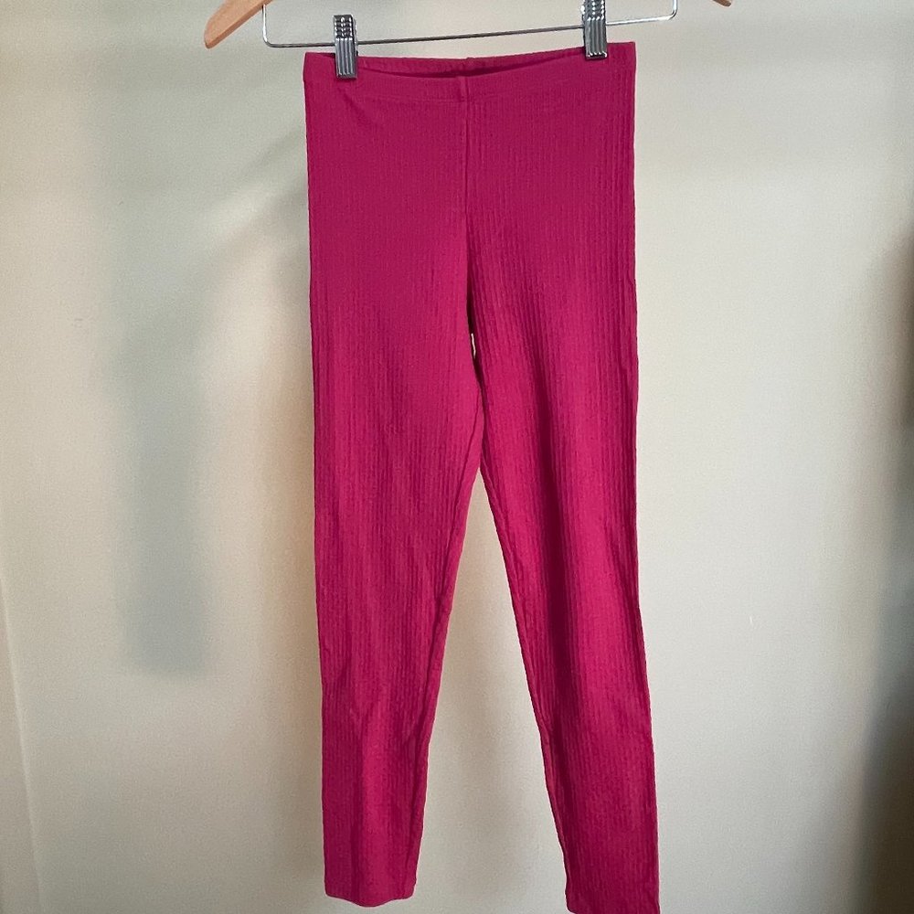 Tea Collection Ribbed Pink Leggings Girl Size 12 NWT